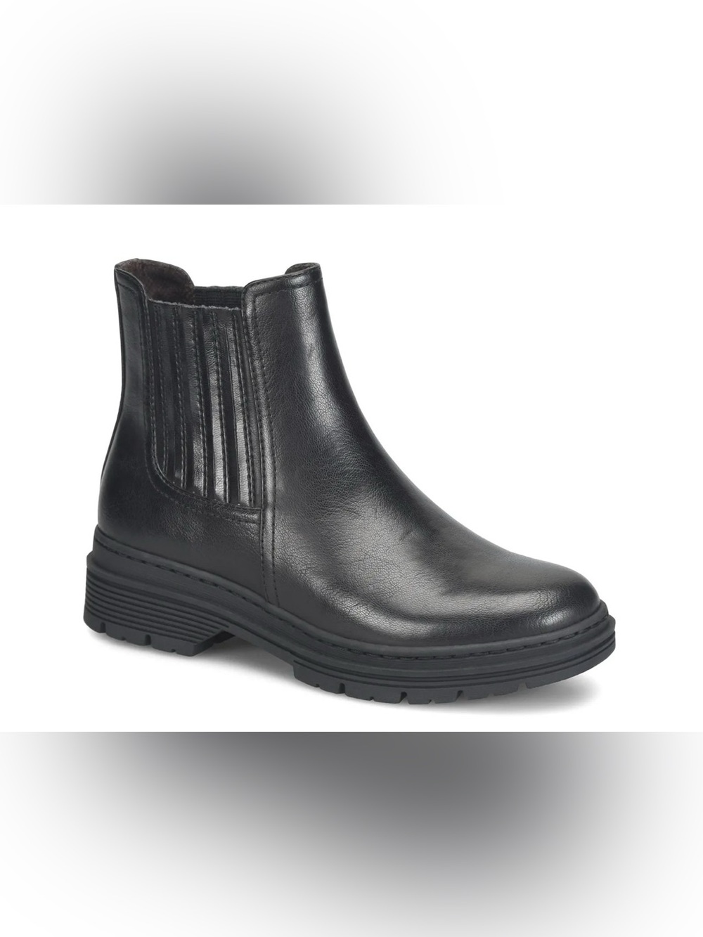 b.o.c. Black Leather Chelsea Lug Ankle Boot Size 7